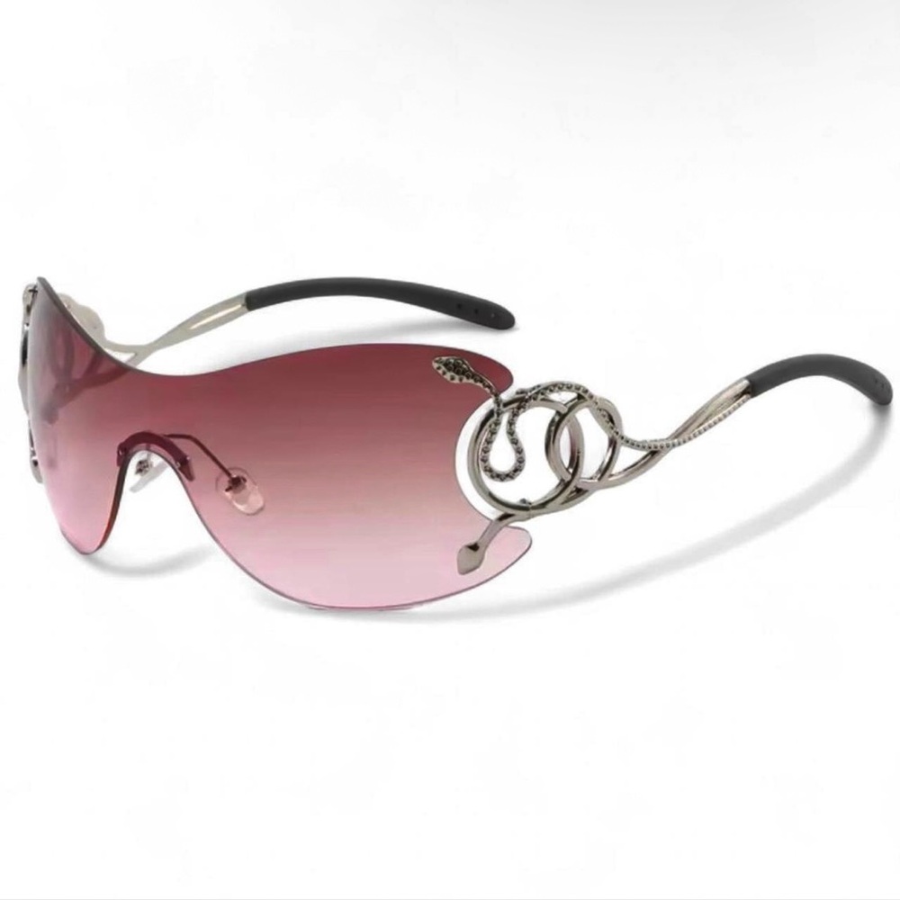 Y2K Pink and Brown Shield Sunglasses